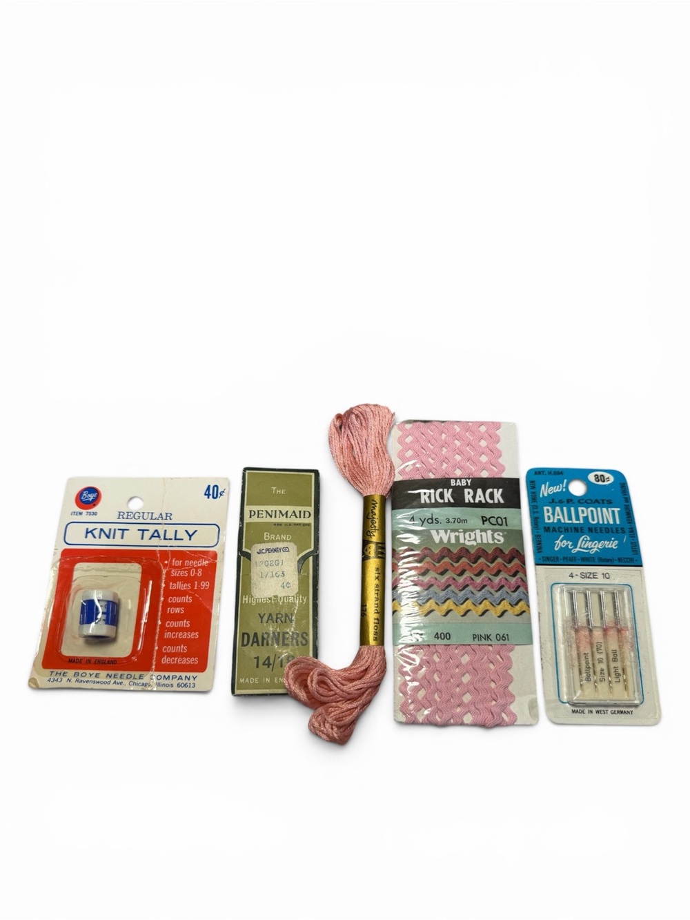 Vintage Sewing Lot Boye Knit Tally West Germany Machine Needles DMC Wrights NOS